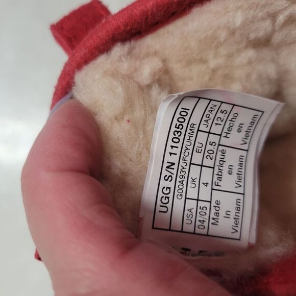 Ugg Australia Kids Red Mid Faux Fur Lace Up Ankle Winter & Snow Boots Size 04/05 - Picture 6 of 6